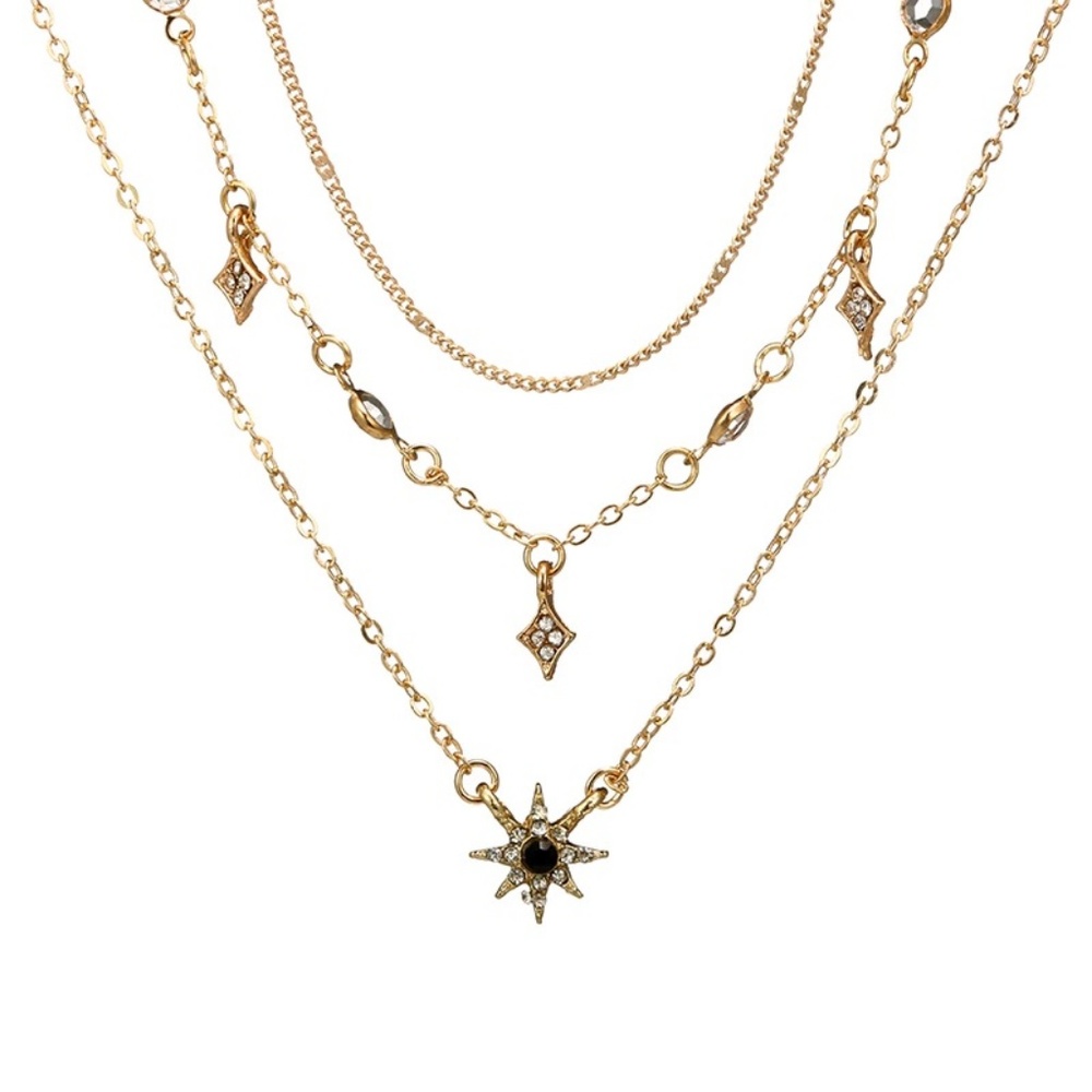 Boho Crystal Star Layered Necklace - Picture 2 of 2